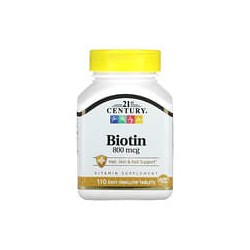21st Century, Biotina, 800 mcg, 110 comprimidos fáciles de tragar