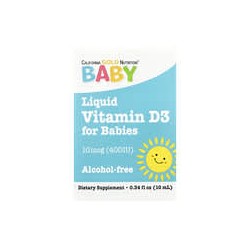 California Gold Nutrition, Vitamina D3 para bebés en gotas, 10 mcg (400 UI), 10 ml (0,34 oz. líq.)