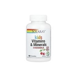 Solaray, Vitaminas y minerales para niños, Masticables, Cereza negra natural, 120 comprimidos masticables