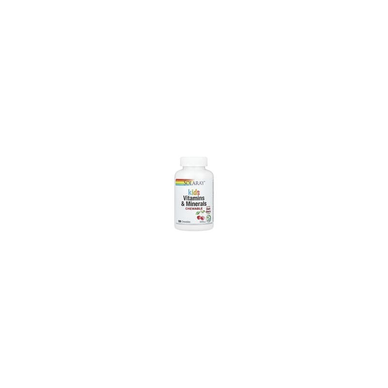 Solaray, Vitaminas y minerales para niños, Masticables, Cereza negra natural, 120 comprimidos masticables