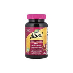 Nature's Way, Alive!, Gomitas prémiums para favorecer el cabello, la piel y las uñas, Fresa, 60 gomitas
