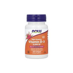 NOW Foods, Vitamina D3, Alta potencia, 2000 UI, 240 cápsulas blandas