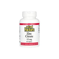 Natural Factors, Citrato de zinc, 15 mg, 90 comprimidos