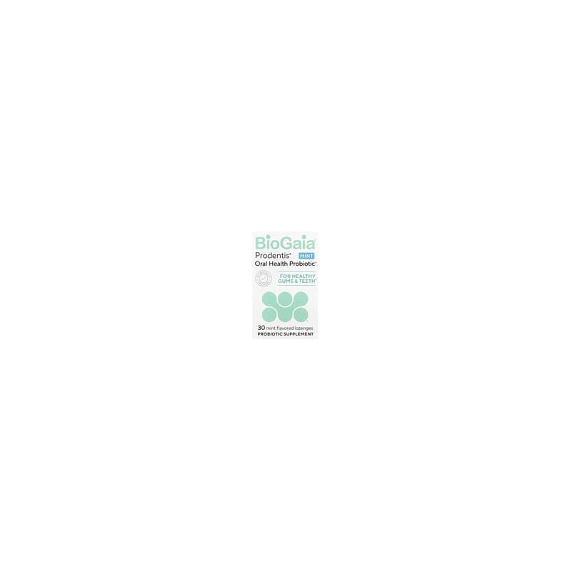 BioGaia, Suplemento probiótico para la salud bucal Prodentis®, Para encías y dientes saludables, Menta, 30 pastillas probióticas