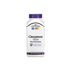 21st Century, Canela con cromo, 2000 mg, 120 cápsulas vegetales (500 mg por cápsula)