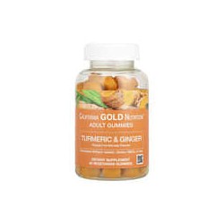 California Gold Nutrition, Gomitas con cúrcuma y jengibre, Sabor natural a frutas tropicales, 90 gomitas vegetales