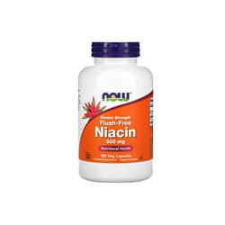 NOW Foods, Niacina, No causa enrojecimiento, Doble concentración, 500 mg, 180 cápsulas vegetales