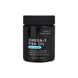 Sports Research, Aceite de pescado con omega-3, Triple concentración, 1250 mg, 60 cápsulas blandas