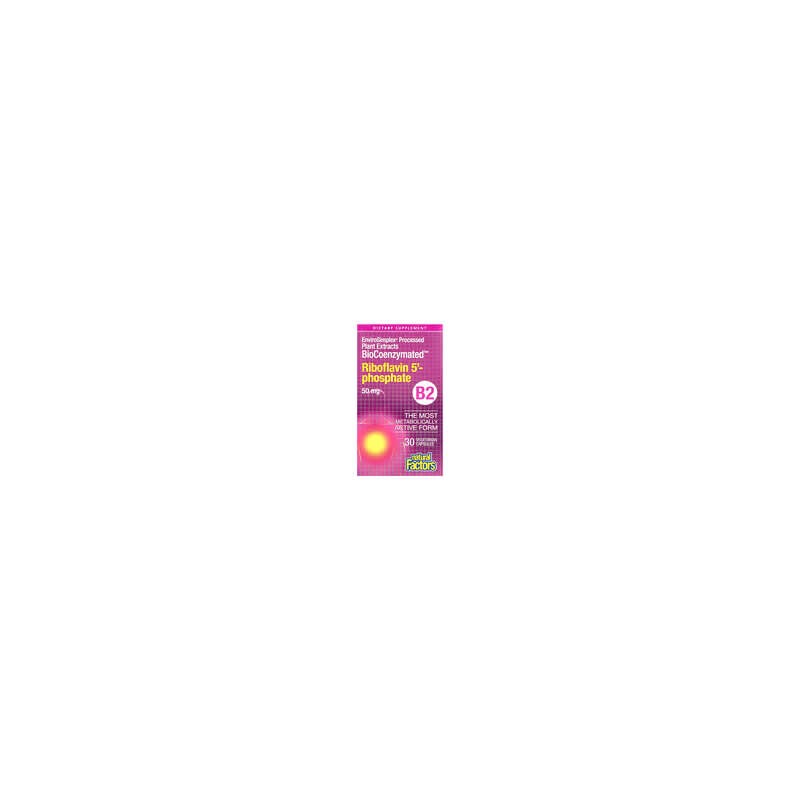 Natural Factors, BioCoenzymated™, Vitamina B2, Riboflavina-5'-fosfato, 50 mg, 30 cápsulas vegetales