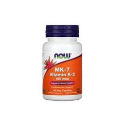 NOW Foods, MK-7, Vitamina K2, 100 mcg, 60 cápsulas vegetarianas