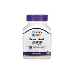 21st Century, Resveratrol y extracto de vino tinto, 90 cápsulas