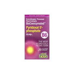 Natural Factors, BioCoenzymated, B6, piridoxal-5'-fosfato, 50 mg, 30 cápsulas vegetales