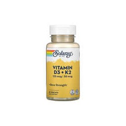 Solaray, Vitaminas D3 y K2, Sin soya, 60 cápsulas vegetales