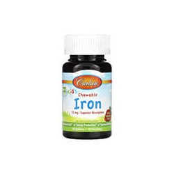 Carlson, Hierro masticable para niños, Fresa, 15 mg, 30 comprimidos
