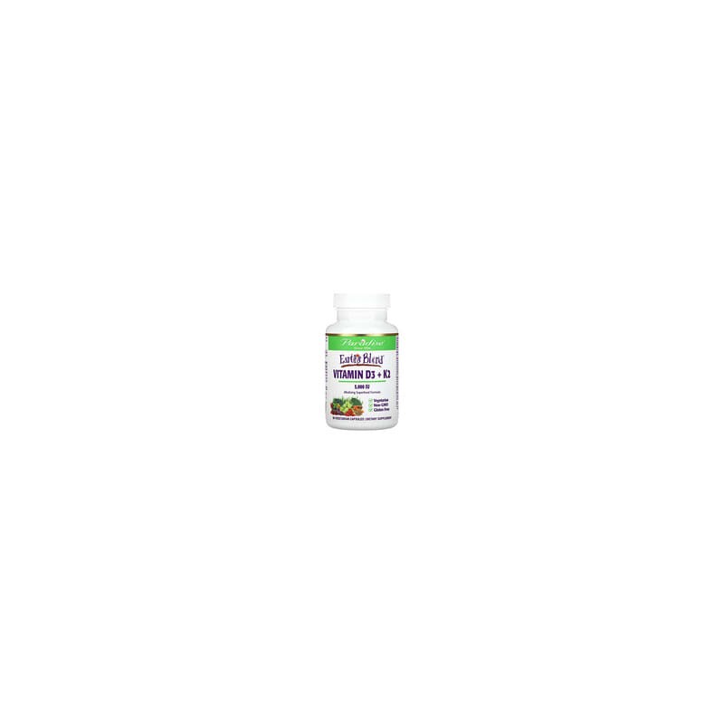 Paradise Herbs, Earth's Blend, Vitamina D3 + K2, 5000 UI, 90 cápsulas vegetales