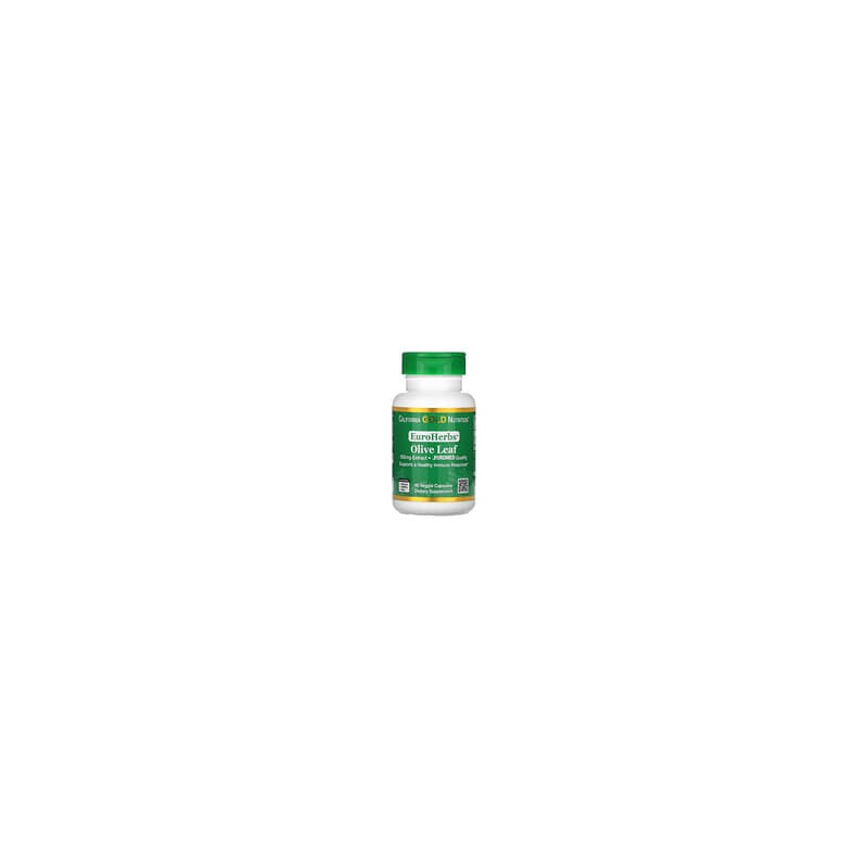 California Gold Nutrition, EuroHerbs, Extracto de hoja de olivo, Calidad Euromed, 500 mg, 60 cápsulas vegetales