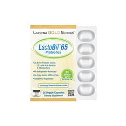 California Gold Nutrition, Probióticos LactoBif 65, 65.000 millones de UFC, 30 cápsulas vegetales