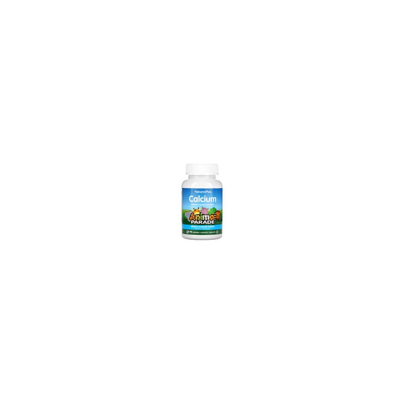 NaturesPlus, Source of Life, Animal Parade, Calcio, Suplemento masticable para niños, Sabor a helado de vainilla, 90 comprimidos