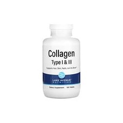 Lake Avenue Nutrition, Colágeno hidrolizado de tipo I y III, 3000 mg, 360 comprimidos (1000 mg por comprimido)