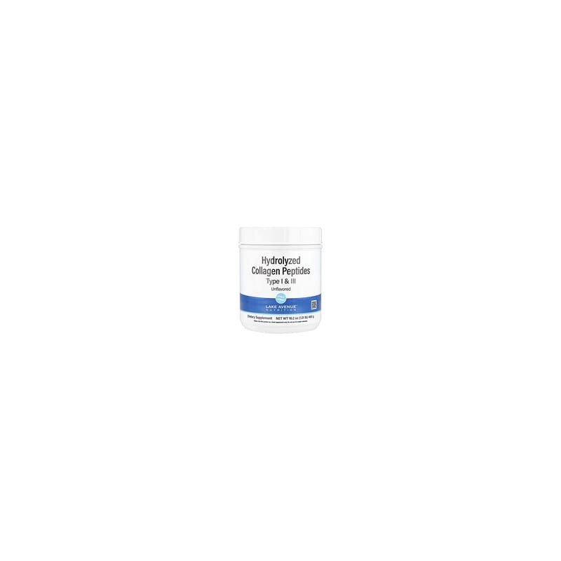 Lake Avenue Nutrition, Péptidos de colágeno hidrolizado, De tipo I y III, Sin sabor, 460 g (1,01 lb)