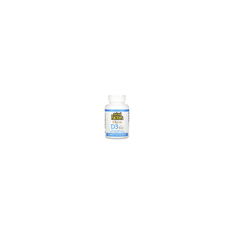 Natural Factors, Vitamina D3, Sabor a fresa, 10 mcg (400 UI), 100 comprimidos masticables