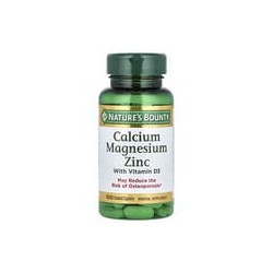 Nature's Bounty, Calcio, magnesio y zinc con vitamina D3, 100 comprimidos oblongos recubiertos