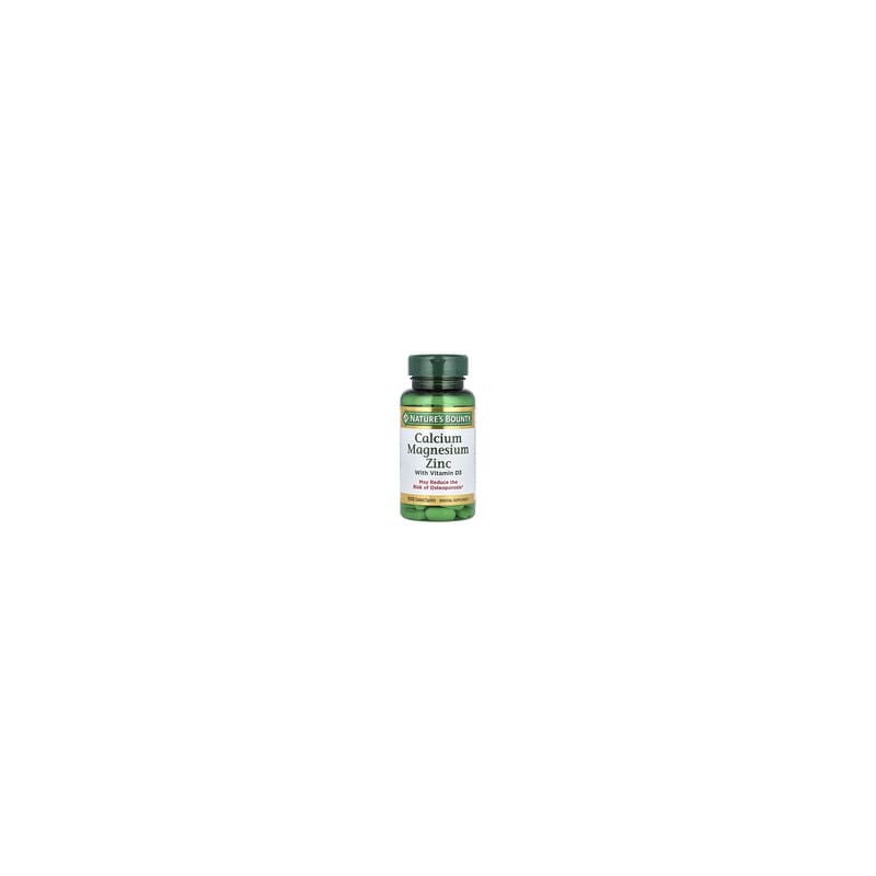 Nature's Bounty, Calcio, magnesio y zinc con vitamina D3, 100 comprimidos oblongos recubiertos