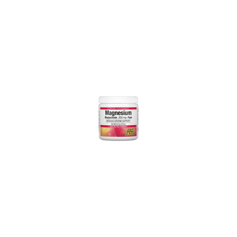 Natural Factors, Bisglicinato de magnesio, Puro, 200 mg, 120 g (4,2 oz)