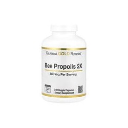 California Gold Nutrition, Propóleo de abeja 2X, Extracto concentrado, 500 mg, 240 cápsulas vegetales