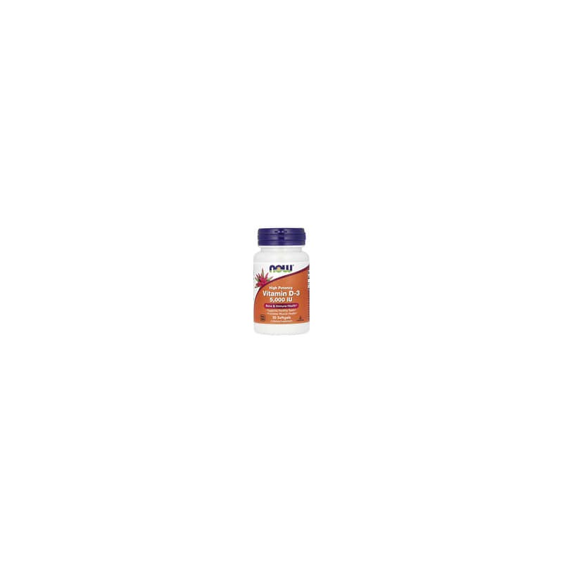 NOW Foods, Vitamina D3, Alta potencia, 5000 UI, 30 cápsulas blandas