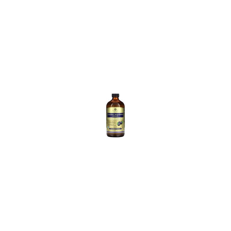 Solgar, Líquido de citrato de calcio y magnesio con vitamina D3, Arándano azul natural, 473 ml (16 oz. Líq.)
