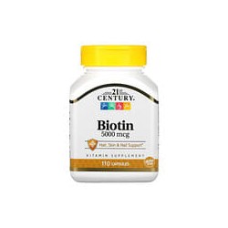 21st Century, Biotina, 5000 mcg, 110 cápsulas