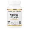 California Gold Nutrition, Vitaminas D3 y K2, 60 cápsulas vegetales