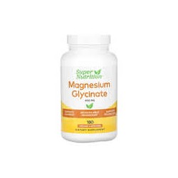 Super Nutrition, Glicinato de magnesio, 400 mg, 180 cápsulas vegetales (133 mg por cápsula)