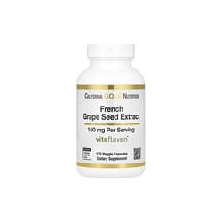 California Gold Nutrition, Extracto de semilla de uva francesa, Vitaflavan®, 100 mg, 120 cápsulas vegetales