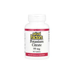 Natural Factors, Citrato de potasio, 99 mg, 90 comprimidos