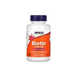 NOW Foods, Biotina, 5000 mcg, 120 cápsulas vegetales