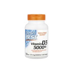 Doctor's Best, Vitamina D3, 125 mcg (5000 UI), 360 cápsulas blandas