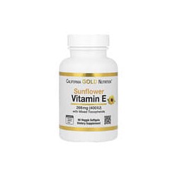 California Gold Nutrition, Girasol y vitamina E, Con mezcla de tocoferoles, 400 UI, 90 cápsulas blandas vegetales