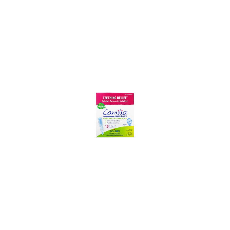 Boiron, Camilia, Alivio para la dentición, A partir de 1 mes, 15 dosis líquidas premedidas, 1 ml (0,034 oz. Líq.) Cada una