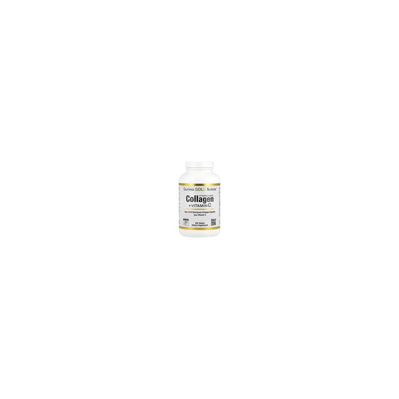 California Gold Nutrition, Péptidos de colágeno hidrolizado más vitamina C, Tipo I y III, 250 comprimidos