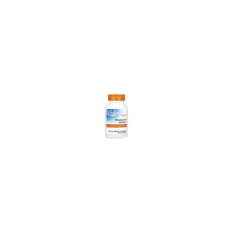 Doctor's Best, Vitamina D3, 125 mcg (5000 UI), 180 cápsulas blandas