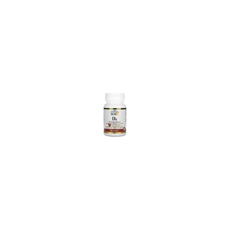 21st Century, D3, 25 mcg (1000 UI), 60 comprimidos