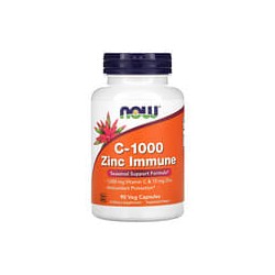 NOW Foods, Suplemento inmunitario de vitamina C-1000 y zinc, 1000 mg de vitamina C y 15 mg de zinc, 90 cápsulas vegetales
