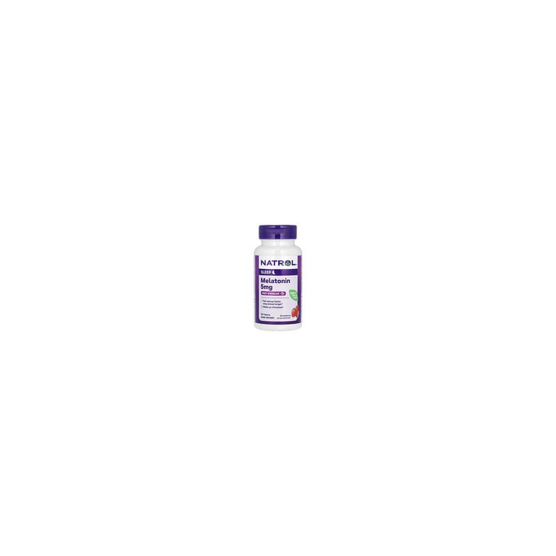 Natrol, Melatonina, Disolución rápida, Fresa, 5 mg, 90 comprimidos