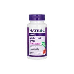 Natrol, Melatonina, Disolución rápida, Fresa, 5 mg, 90 comprimidos