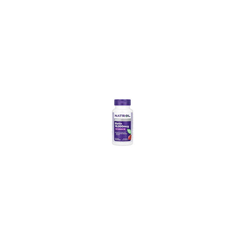 Natrol, Biotina, Disolución rápida, Máxima concentración, Fresa, 10.000 mcg, 60 comprimidos