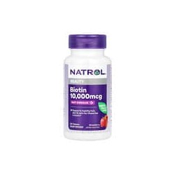 Natrol, Biotina, Disolución rápida, Máxima concentración, Fresa, 10.000 mcg, 60 comprimidos