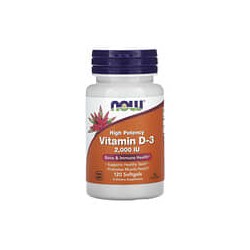 NOW Foods, Vitamina D3, Alta potencia, 2000 UI, 120 cápsulas blandas