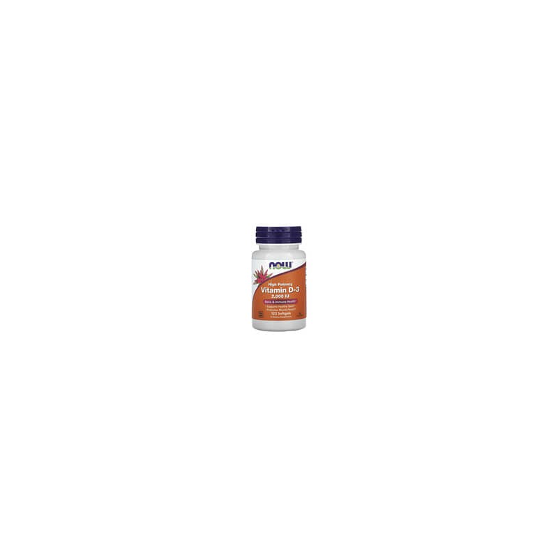 NOW Foods, Vitamina D3, Alta potencia, 2000 UI, 120 cápsulas blandas